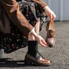 Retro Ajin Coin Thick Heel Thick Velvet Lazy Loafu Single Shoes Women's Small Leather Shoes Women's