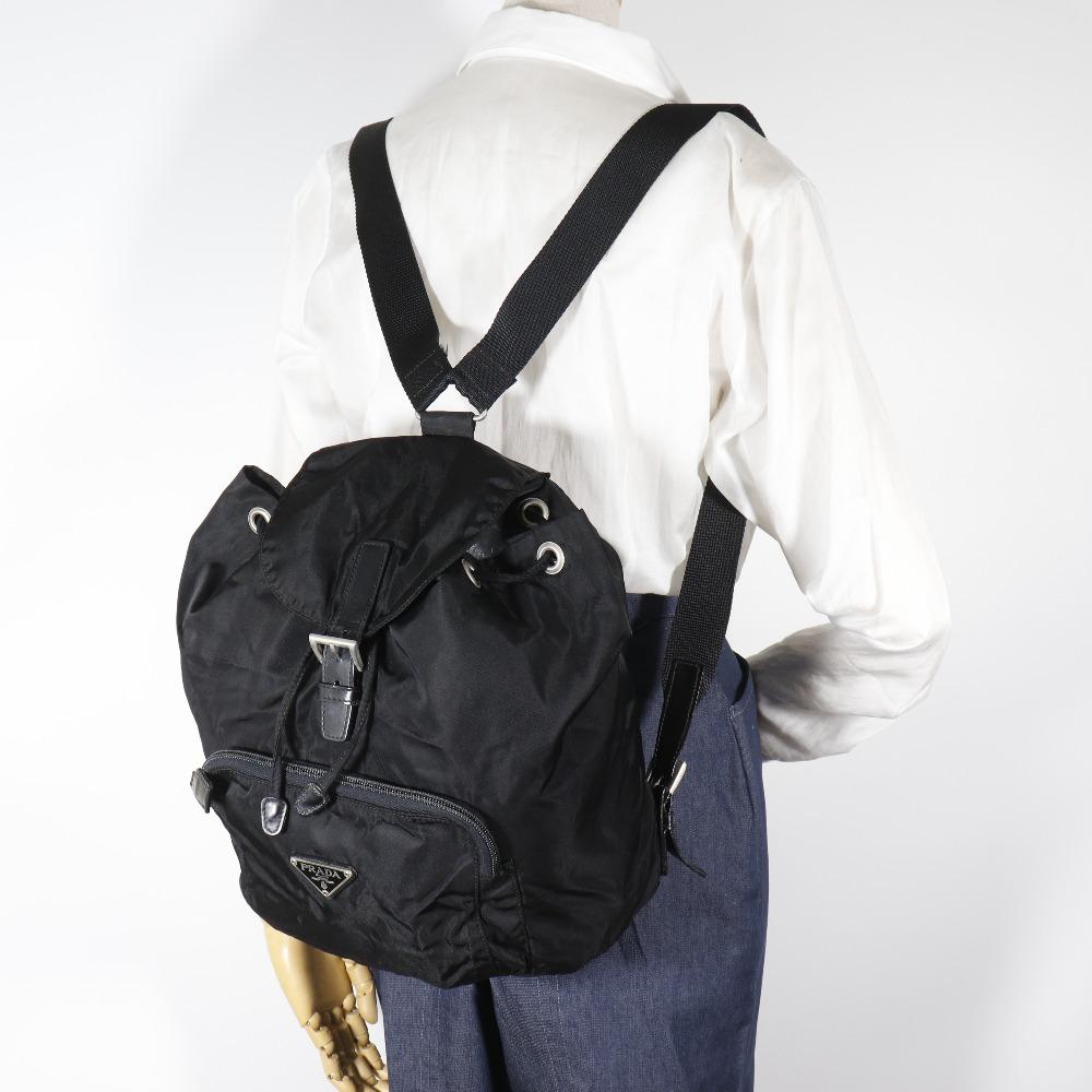 Prada Backpack Daypack Black Nylon Women Used