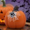 Halloween Pumpkin Figurine Spooky Bat Ghost Spider Web Pumpkin Statue Resin Tabletop Decoration for Home Mantel Shelf Decor