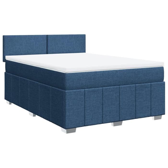 VidaXL Slat Bed Base with Mattress Blue 140x200 Cm Fabric 3287090