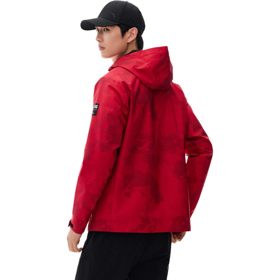 Anta All Over Print Zip Up Hooded Comfortable Breathable Versatile Sports Jacket Men Jacket Classic-Red 152517620-2