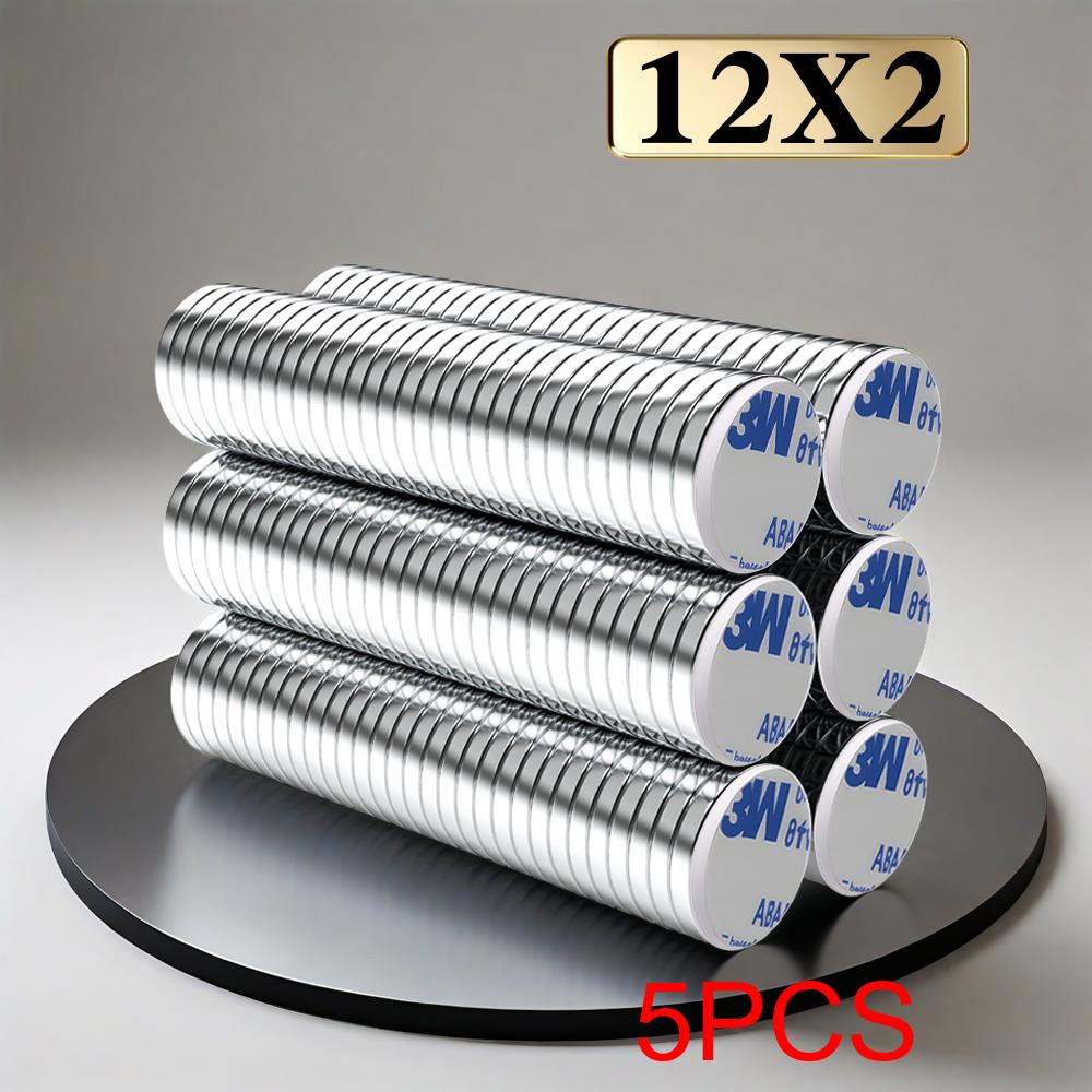 12x2mm  Super Powerful Round Neodymium Magnet  With double-sided adhesive Magnet N35 Strong Permanent Magnetic imanes
