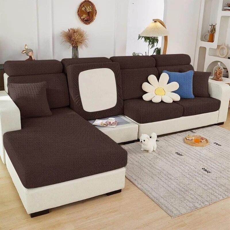 Huse elastice pentru canapea, culoare solidă, jacquard, pernă de canapea, huse pentru scaun, huse detașabile pentru canapea în formă de L, sufragerie, animale de companie, acasă pentru copii