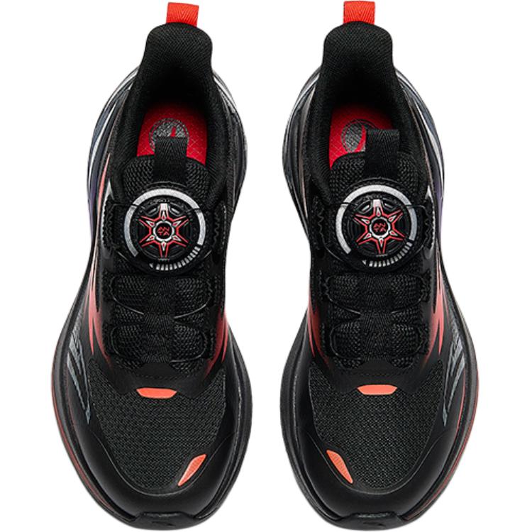 Anta Kids Bow Speed Mesh Fashion Lightweight Shock Absorption Low Top Running Shoes Kids Running Shoes Black Orange 312445501-4