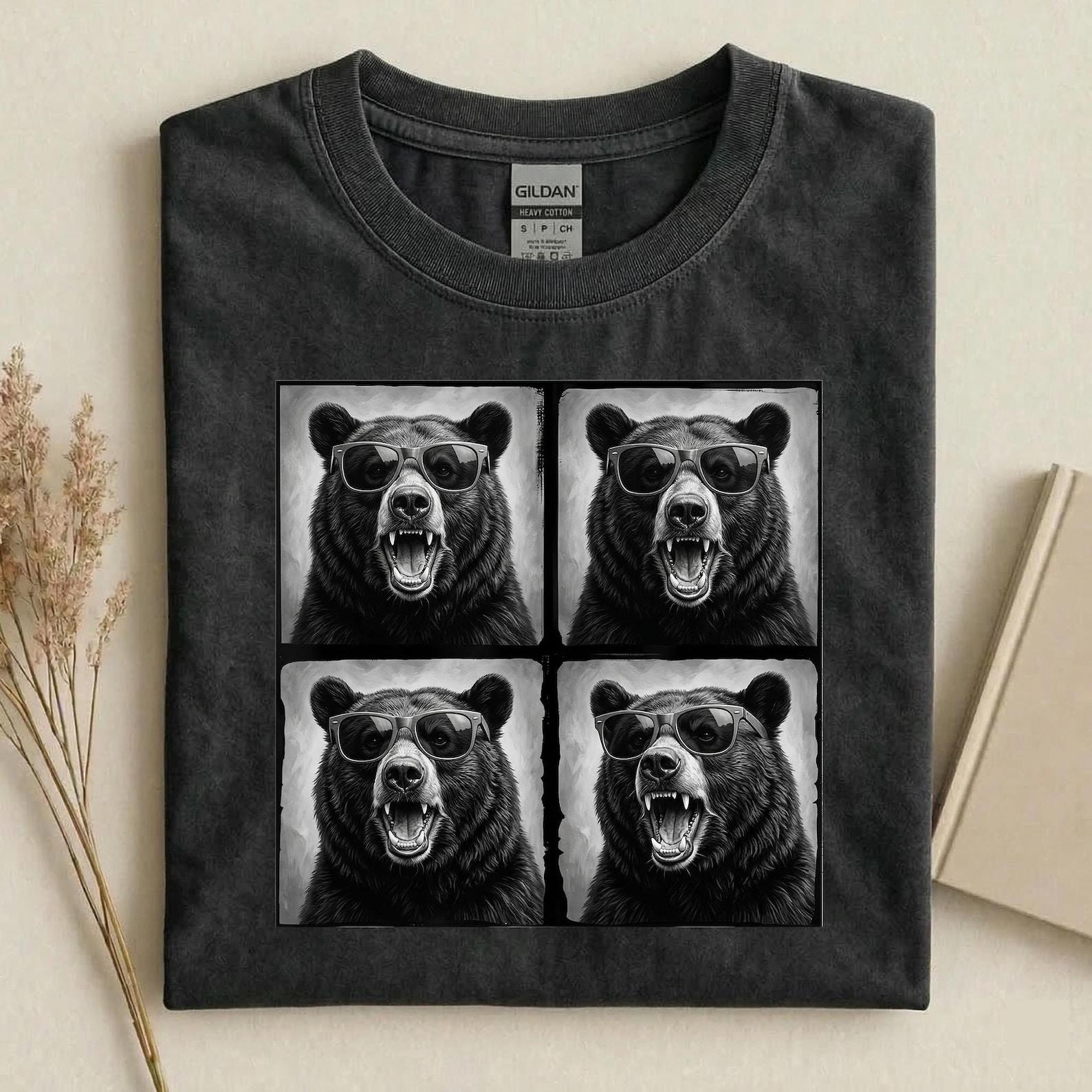 Funny Bear Sunglasses Shirt, Cool Black Bear Graphic Tee, Aesthetic Wildlife Streetwear, Trendy Nature Lover Gift 2XL