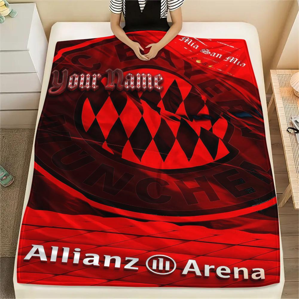 1PC Custom Name FC Bayern Munich Patterned Flannel Blanket Suitable For All Seasons for Home Decor Warmth and Comfort Gifts Holiday Present -HE56