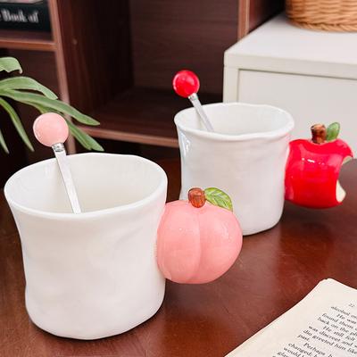Hand-painted Fruit Ceramic Mug Underglaze Color Creative Apple Handle Cup Home Breakfast Milk Cup Souvenir