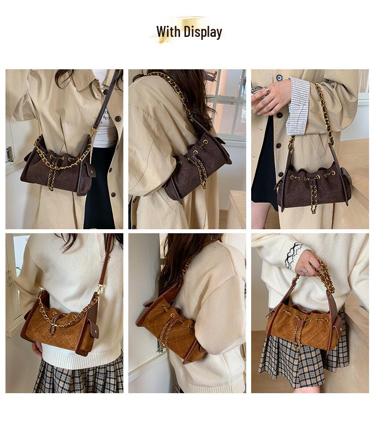 Hochwertige Wildleder-Ketten-Umhängetasche 2025 für Damen - Lässiger Herbst-Arbeitsweg