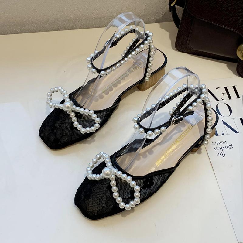 

Женские модные сандалии с сетчатым бантом, массивные туфли из бисера, тапочки с открытой пяткой, летние новые трендовые дизайнерские платья, повседневные женские шлепанцы