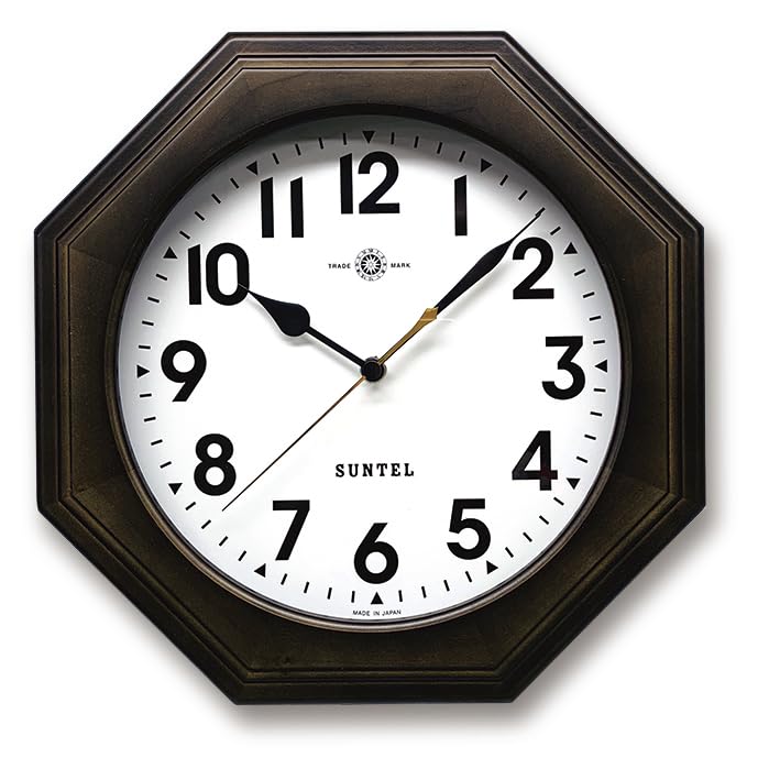 Santel Natural Wood Simple Octagonal Wall Clock Dark Brown Japanese-made Radio-Controlled (Arabic Numerals) QL731A-DBK коричневый