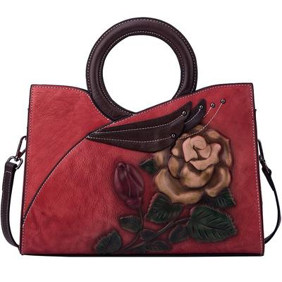 Rétro fait à la main en cuir véritable femmes fourre-tout décontracté grande capacité haute qualité sacs à bandoulière et à bandoulière