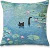 1pc Black Cat Art Painting Throw Pillow Covers 18x18, Aesthetic Black Cat Decor Pill
