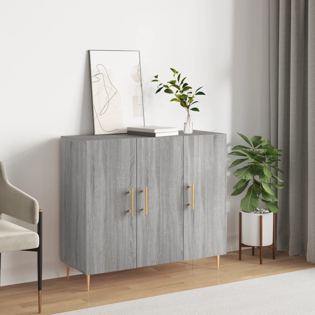 Sideboard Gray Sonoma 90x34x80 Cm Particleboard