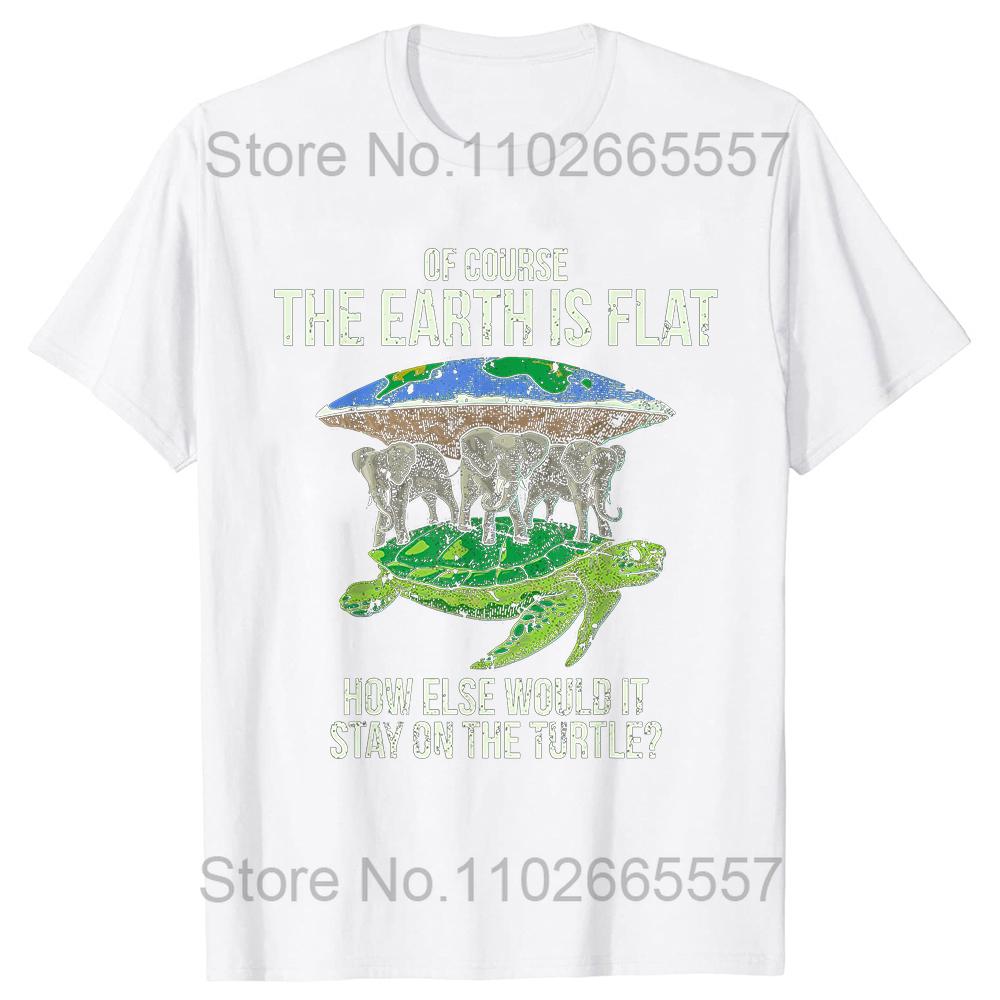 Funny Flat Earth Society T Shirt Turtle Elephants Graphic Cotton Streetwear ONeck Harajuku Hip Hop Short Sleeve Tshirt Unisex S