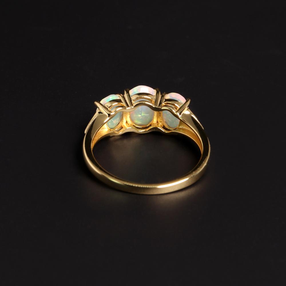 Luxury Fashion October Birthstone Natural Opal 925 Silver Ring Jewelry Gift for Women's Birthdays & Anniversaries & Banquets