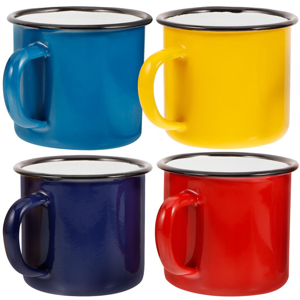 4Pcs Vintage Enamel Mug Set Durable Water Cups for Home Office Cafe Restaurant Camping Tableware Camping Tableware Set