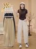 Women's High-Waisted Casual Scythe Pants - Spring/Summer 2026, Slimming Loose Drape, Thin Style