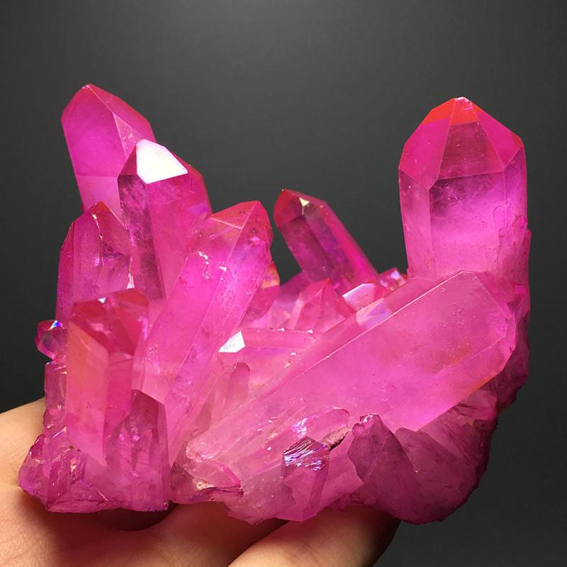 Natural Titanium Druzy Quartz Cluster Crystal Red Geode Gemstone Decor Specimen