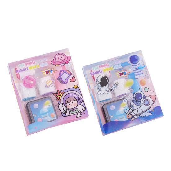 Cartoon Animal Rolling Stamp with Ink Pad Cute Self-Inking Roller for Kids Students Fun Classroom Prize Kindergarten DIY Craft Supply