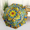 1pc Stained Glass Mandala Automatic Folding Umbrella, Lightweight Retractable Compact Travel Umbrella, 8-Rib Sturdy Frame, Fine Outdoor Umbrella134