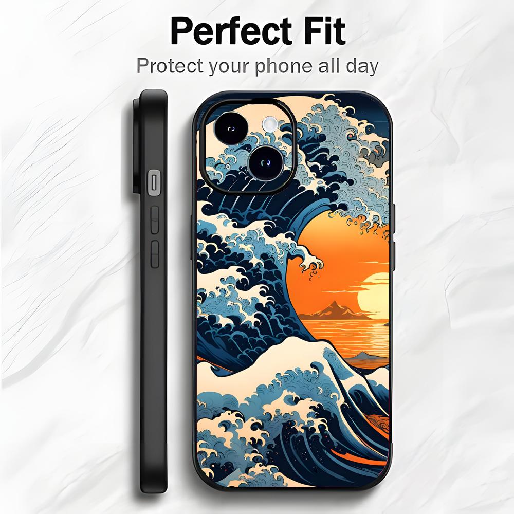 Art Ukiyo-e Ocean waves Phone Case Phone Case Soft Packaging Lightweight For iPhone17 16 15 14 13ProMax