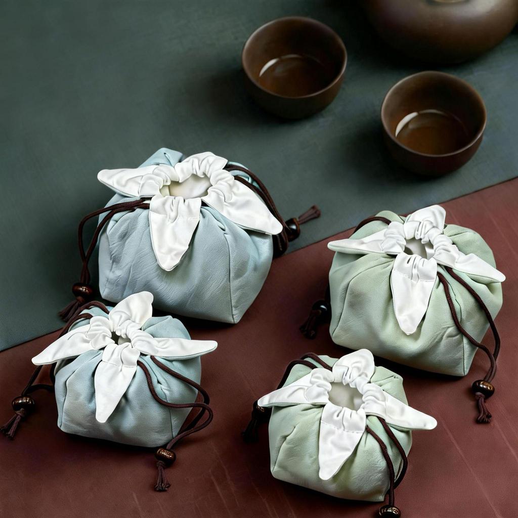 Cotton Linen Tea Set Travel Bag - Portable Outdoor Storage with Thickened Cloth