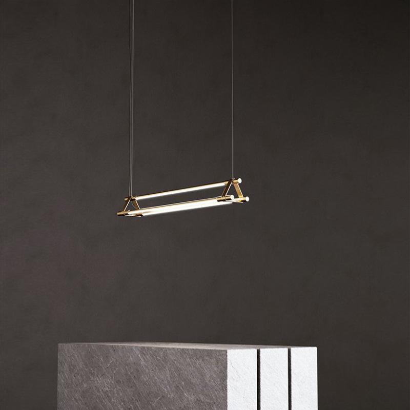 Designer Long Dining Table Lamp, Modern Minimalist Brass Bar Counter Light, Creative Pendant Light for Office or Dining Table