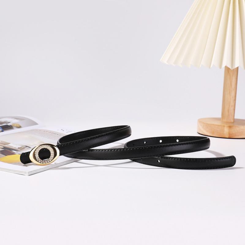 

Meier New top grain leather skinny belt with rhinestone embellishments - slim genuine leather belt чёрный