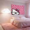 Sanrio Hello Kitty Pink Leopard Tapestry Glasses Cartoon Wall Hanging Home Cafe Decor Hello Kitty Fan Gift Flat Print