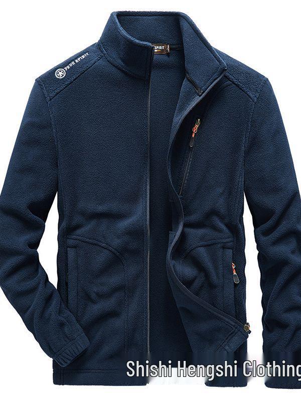 Men's Zipper Fleece Jacket with Side Pockets - Green Youth Style