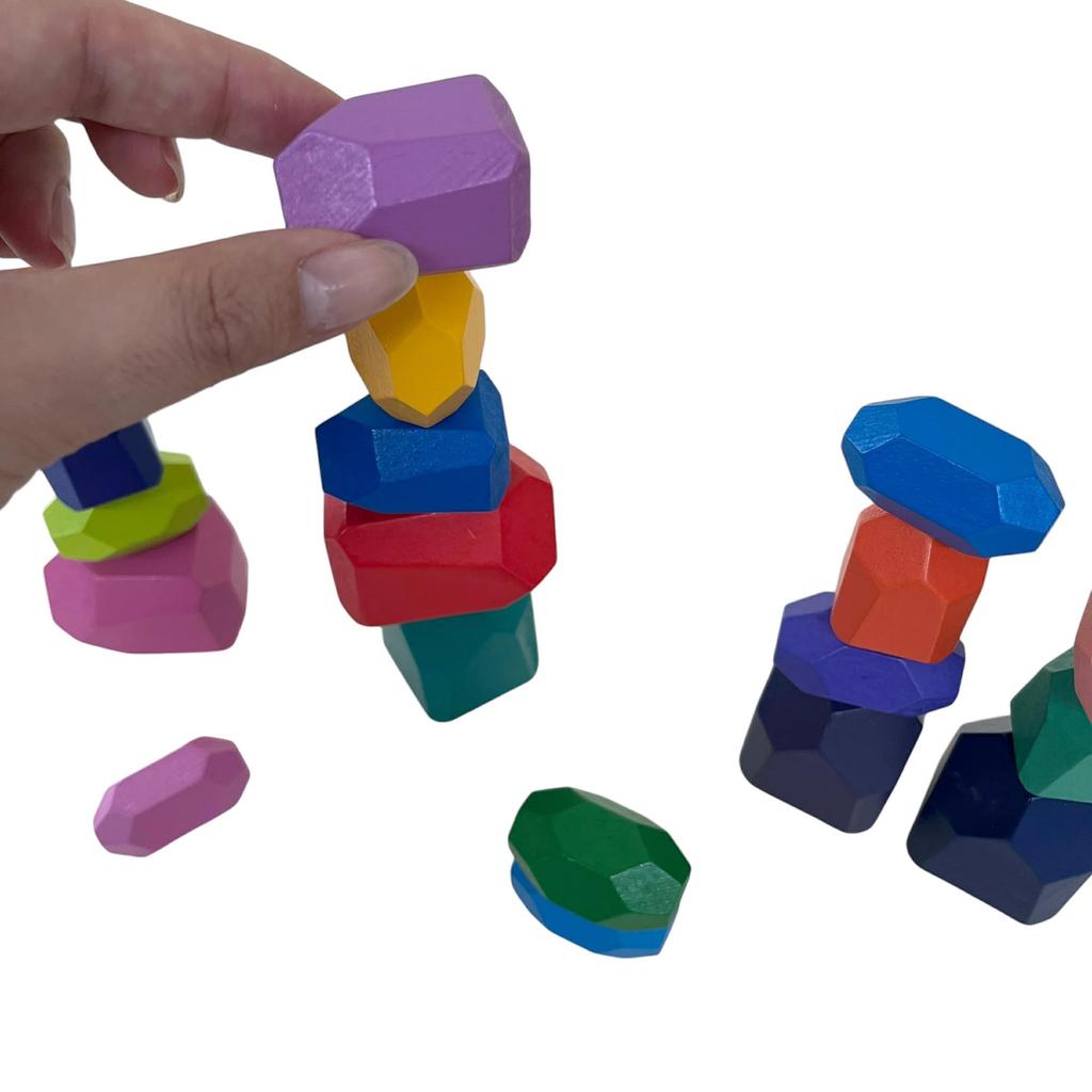 FUNPARK Wooden Stacking Stones, 78032, Perfect for Camping, Outdoor Activities, and Educational Balance Games.