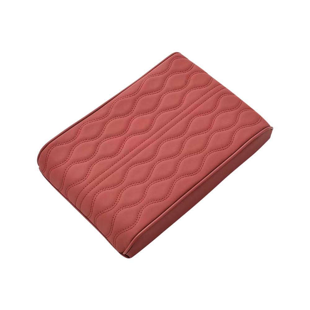 Auto Armrests Storage Box Cover Pad Wave Embroider PU Leather Car Armrest Mat Center Console Arm Rest Protection Cushion