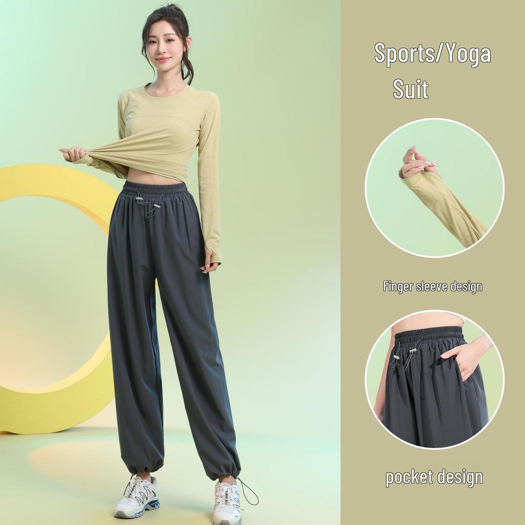 Women's Quick-Dry Slimming Sports Suit: Long Sleeve, Loose Fit for Running & Fitness