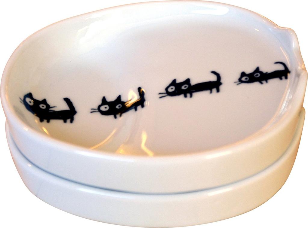 Toyo Ceramics Arita Ware Healthy Low-Sodium Plates, Set of 2, Kitten Design, ID-42-1-1