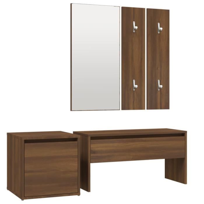 3120196 vidaXL Hallway Furniture Set Brown Oak Engineered Wood
