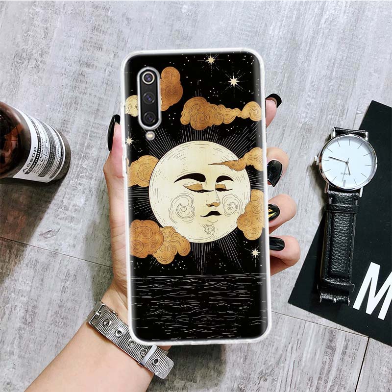Funny Sun Moon Face Phone Case For Xiaomi Redmi Note 10 9 8 11 Pro 11T 11S 10S 9S 9A 9C 9T 8T 8A 7 7A 5 Art Pattern Cover Coque