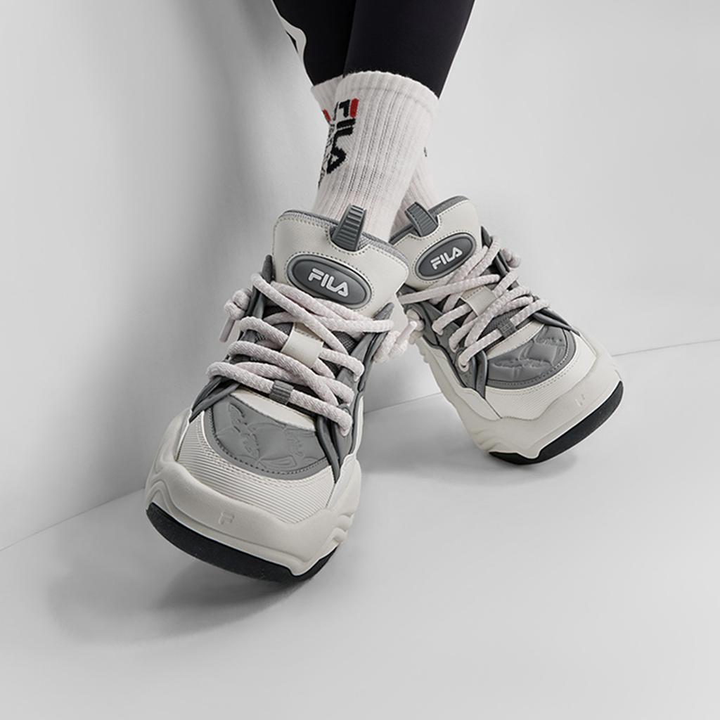 FILA Brook LV Flow Sand Shoes Fashion Comfortable Low Top Skate Shoes Women sneaker White Gray F12W441209FES