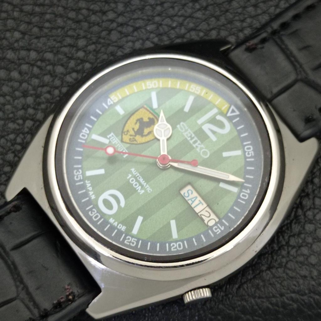 JAPAN VINTAGE SEIKO AUTOMATIC MENS FERRARI DIAL WATCH A700458-5 R203-a700458
