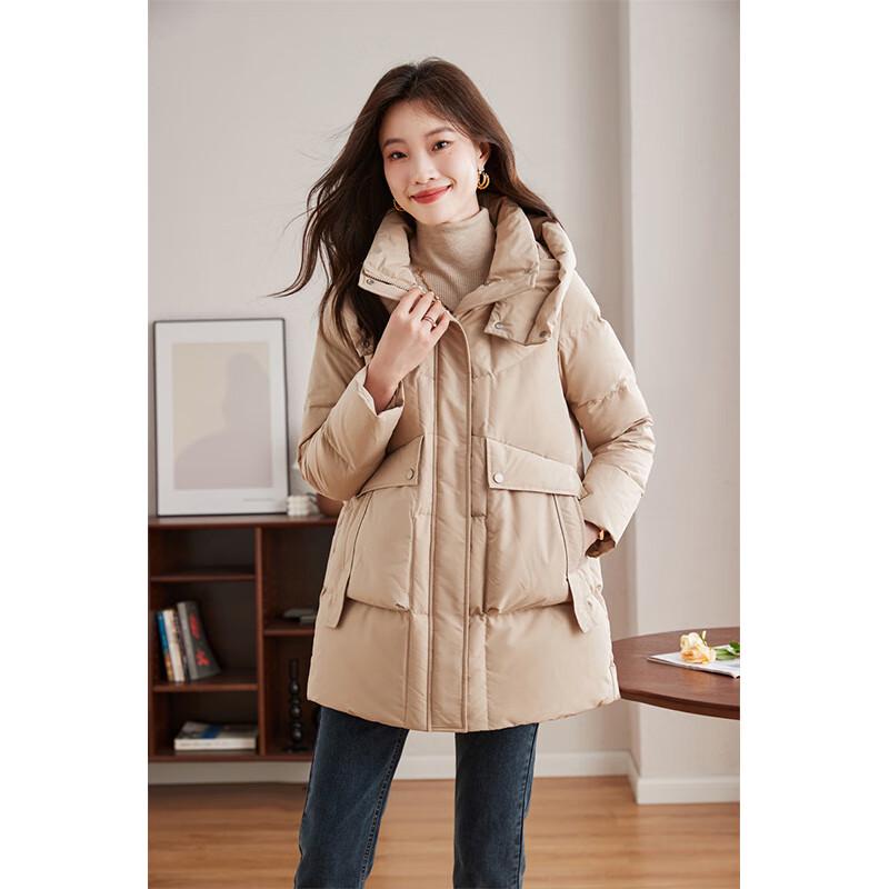 Fengxun Women's Winter Hooded Down Jacket FXJH3851