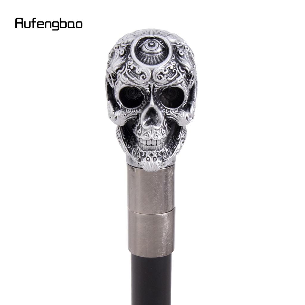 Weißer Harzblumen-Totenkopf-Kopf Gehstöcke Mode-Stock Dekorativer Stock Halloween für Cosplay-Partys, für Cosplay & Party 93cm