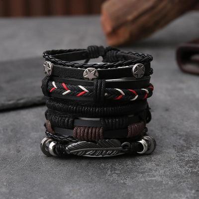 Men's Multi-layer Alloy Bangle: 6-Piece Bracelet Set with European and American Style