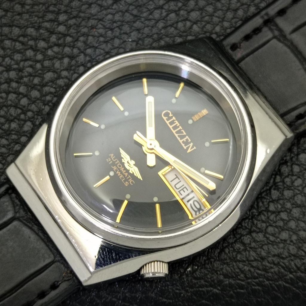 JAPAN VINTAGE CITIZEN AUTOMATIC 8200 MENS BLACK COLOR DIAL WATCH A500267-2 R151b-a500267