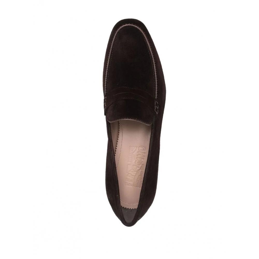 Salvatore Ferragamo Ferragamo Suede Penny Loafers Brown