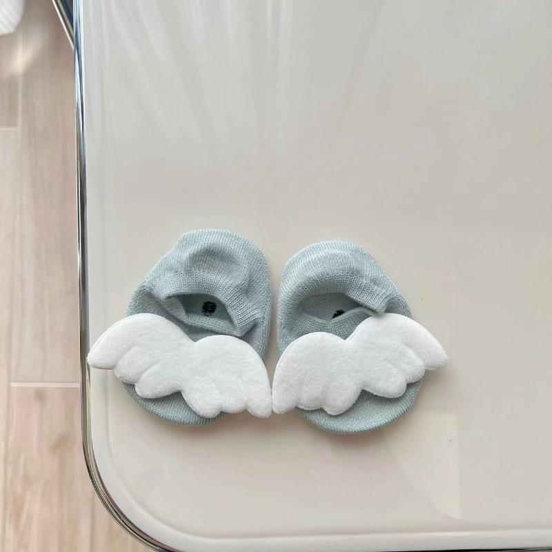 Chaussettes Ailes d'Ange pour Bébés Garçons Coton Élastique Couleur Unie Chaussettes Nouveau-nés Filles Printemps Été Antidérapantes Sol Coupe Basse pour
