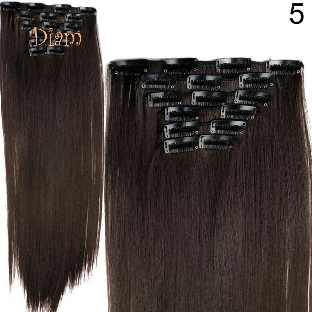 Наращивание волос на клипсе с температурным волокном Diamo, прямой термостойкий парик 5#