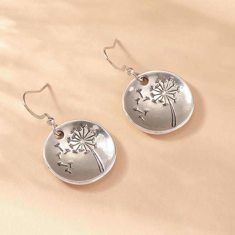 Retro Round Dandelion Earrings: European  American Style for Women