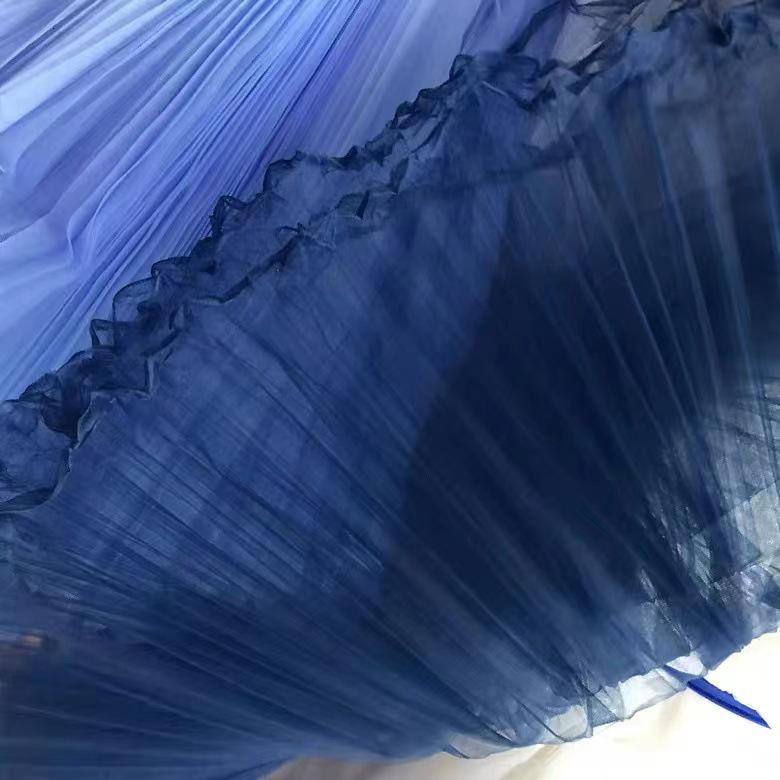 Graduated Designer Handmade Textured Stiff Net Yarn Pleated Fabric