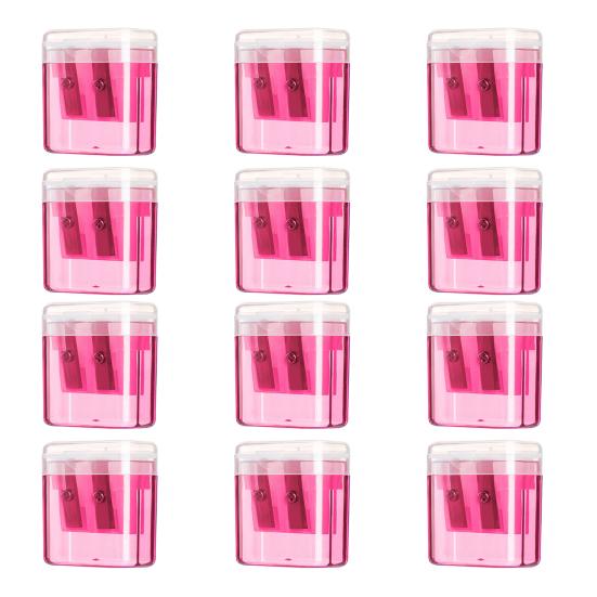 12Pcs Dual Hole Pencil Sharpener with Lid Compact Manual Sharpener for Standard And Jumbo Pencils Travel-friendly Pencil Sharpener
