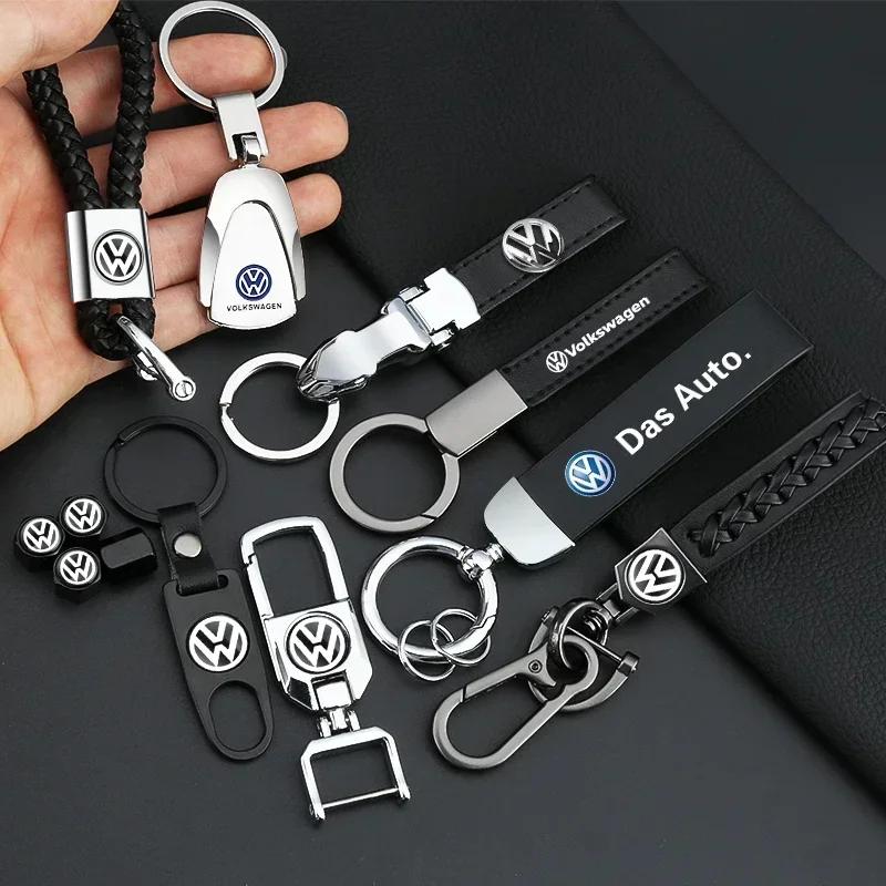 Para Volkswagen VW Llavero de Coche de Metal y Cuero Anillo de Llave Insignia Accesorios Para Volkswagen Golf-5 6 7 MK6 Jetta Lavida Polo Tiguan P