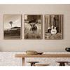 Retro Abstract Farm Landscape Cowboy Haystack Cow Guitar Poster Canvas Painting Printing Art Picture Home Room Wall Decor Gift